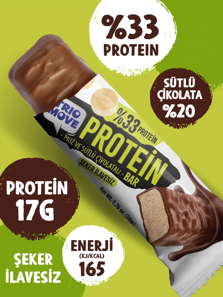 Trio Move %33 Protein Bar Muz 50g - Yüksek Protein (Tekli) Ürün ana görseli