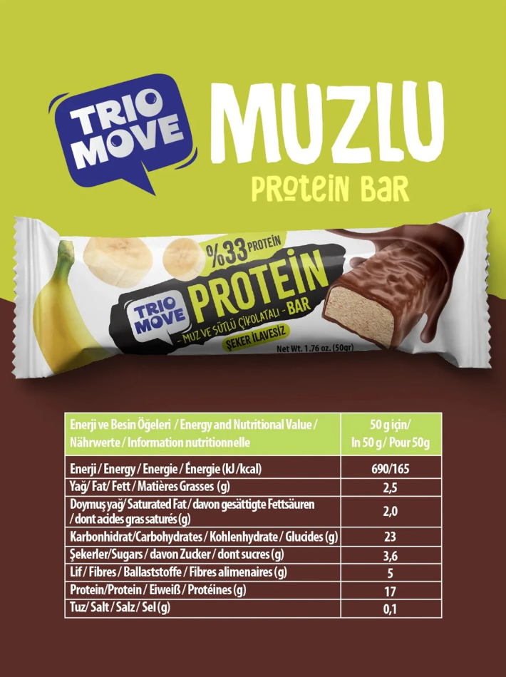 Trio Move %33 Protein Bar Muz 50g - Yüksek Protein (Tekli) Ürün ikincil görseli