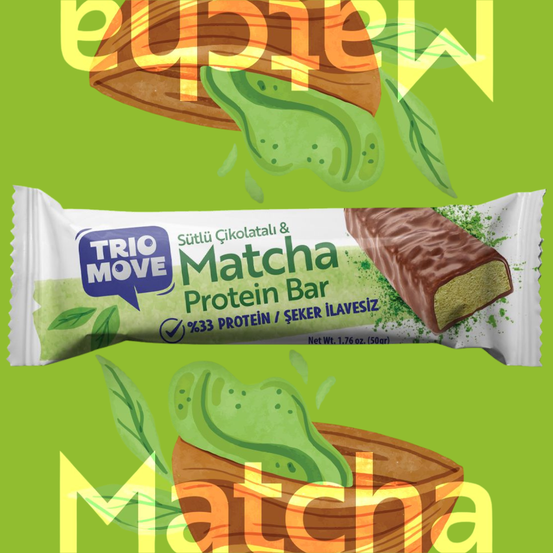 Trio Move %33 Protein Bar Matcha 50g - Yüksek Protein (Tekli)