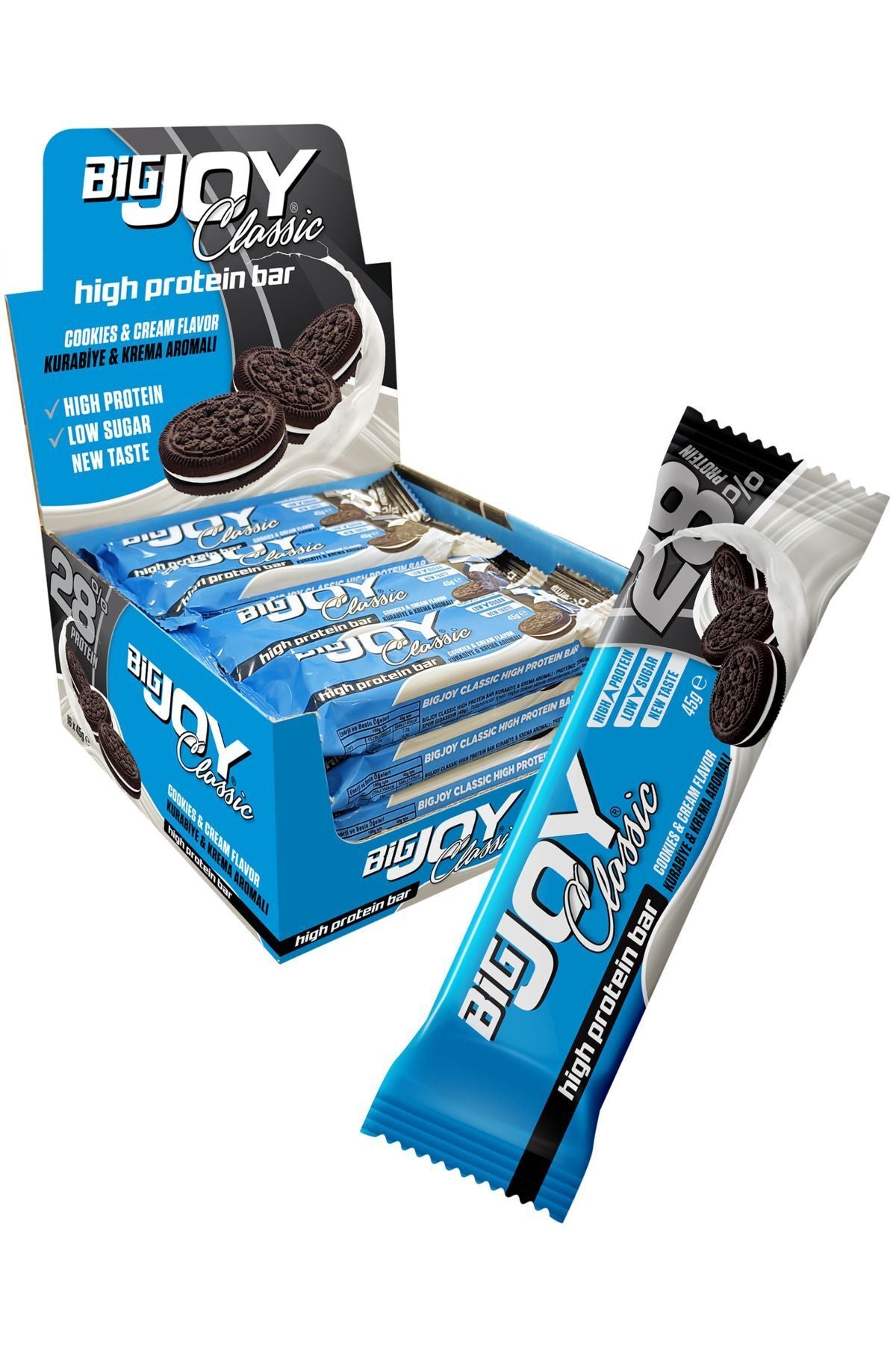 Bigjoy Classic High Protein Bar Cookies and Cream - (45g x 16 Pieces) Main image