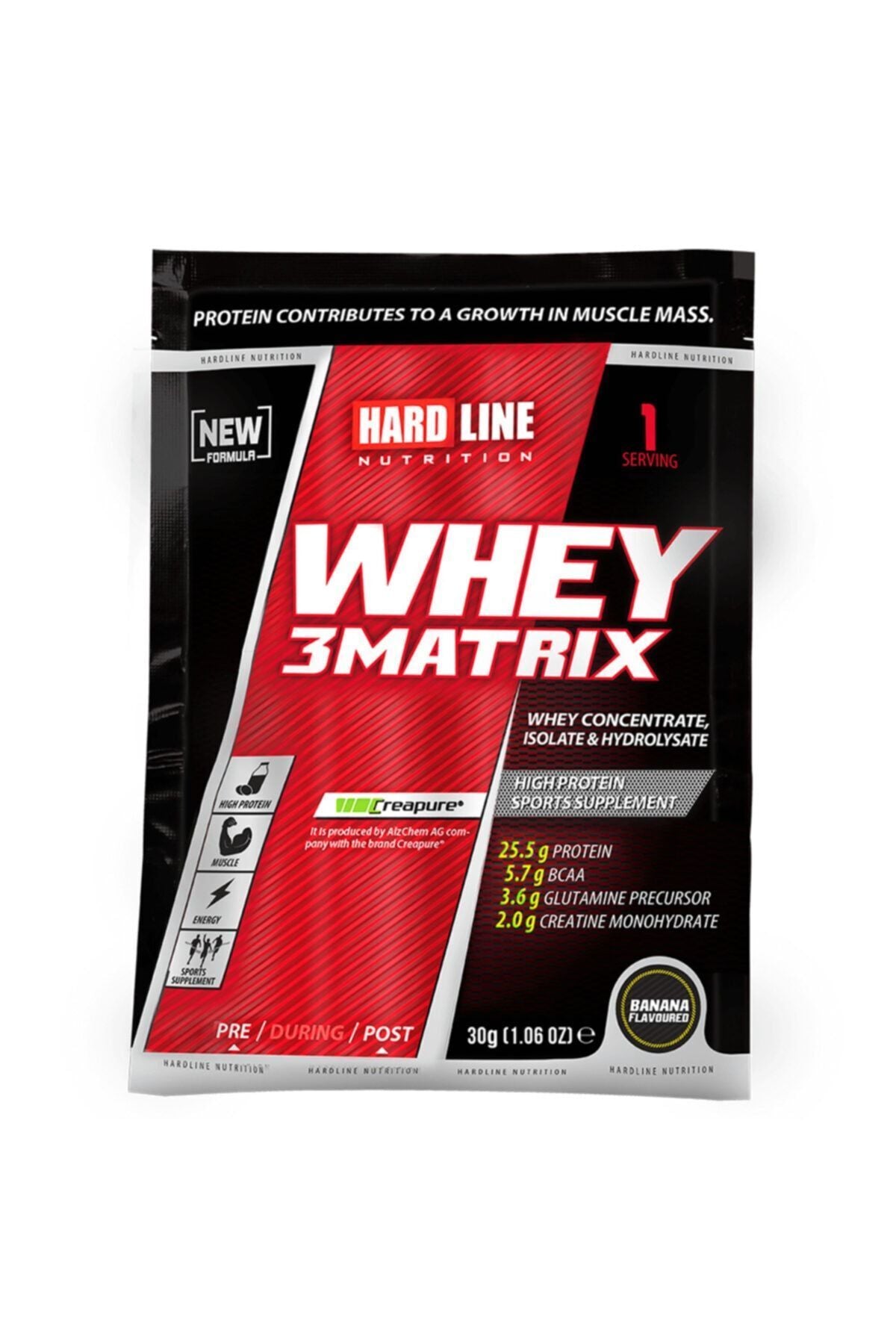 Hardline Whey 3 Matrix Protein 30g Muz Aromalı Protein Tozu(Tekli)