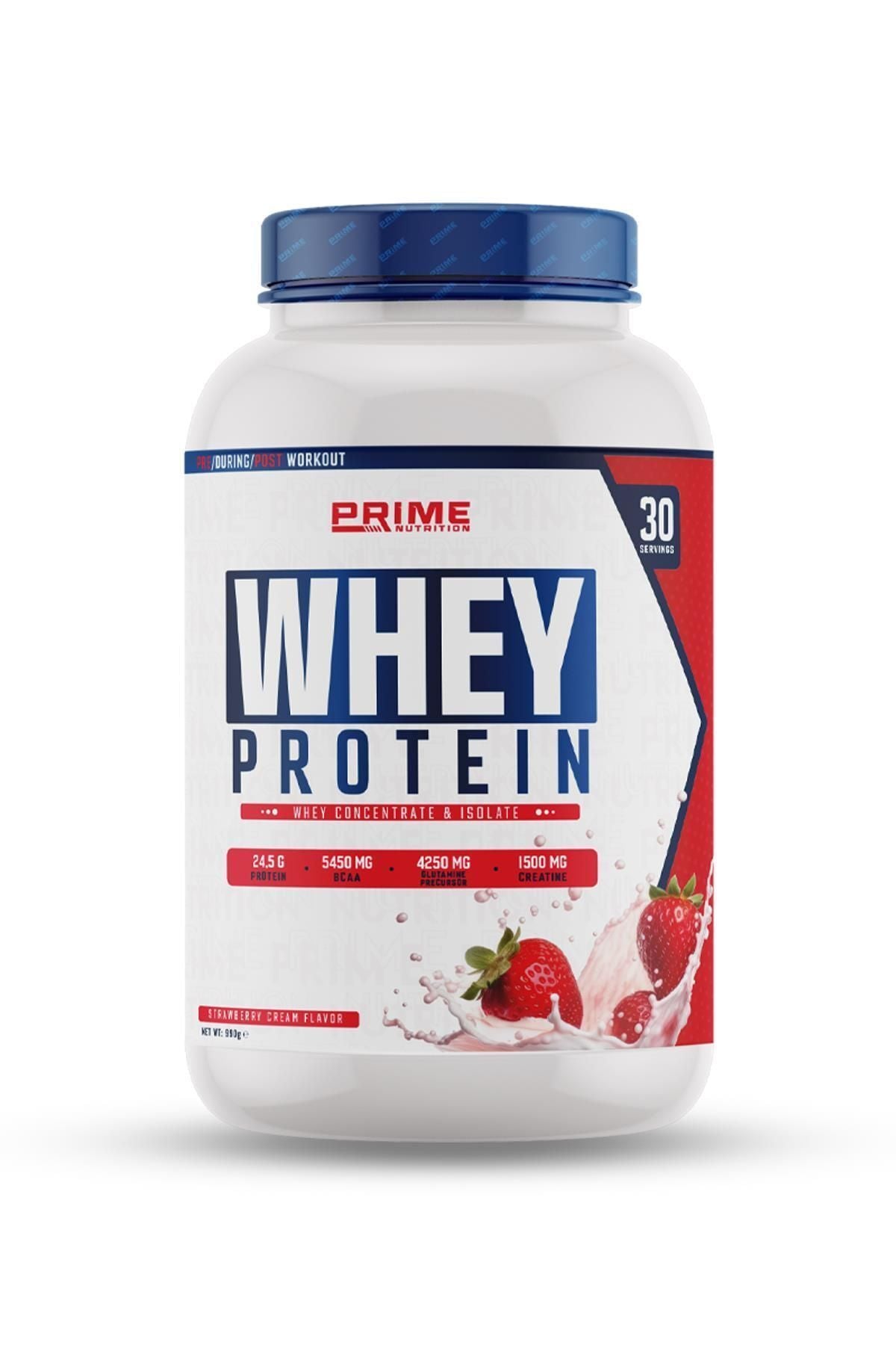Prime Nutrition Whey Protein Powder with Strawberry Cream 990g Main image