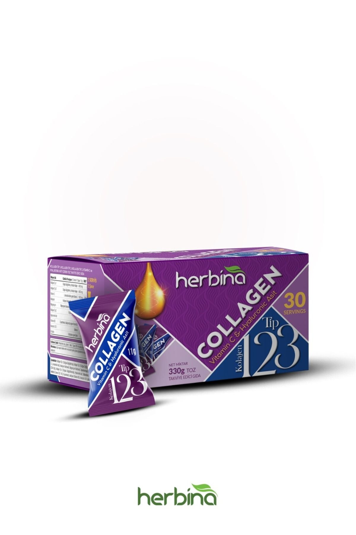 Herbina Type 1-2-3 Collagen Mix Kiwi Flavored Sachet (Box of 30)  Main image