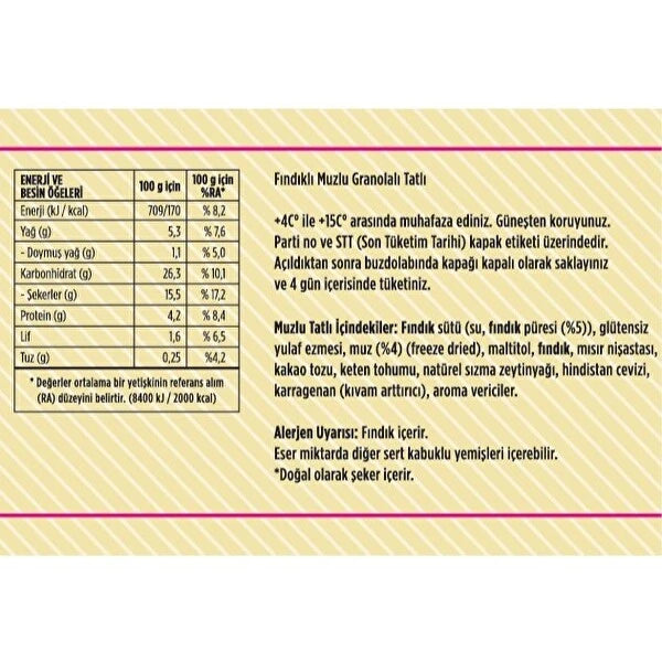 Vegan Milk B.Parfe Muzlu ve Fındıklı 275g - Glutensiz ve Diyet