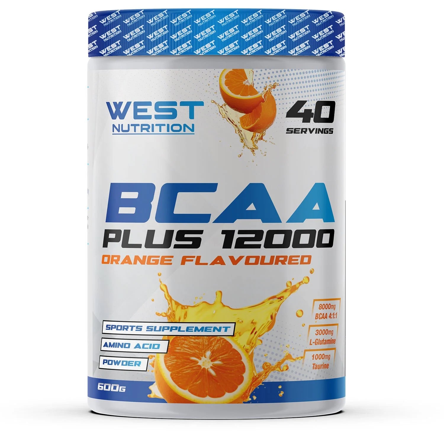 West BCAA Plus 12000 Glutamin Taurin 600g Portakal Aromalı Kompleks Amino Asit