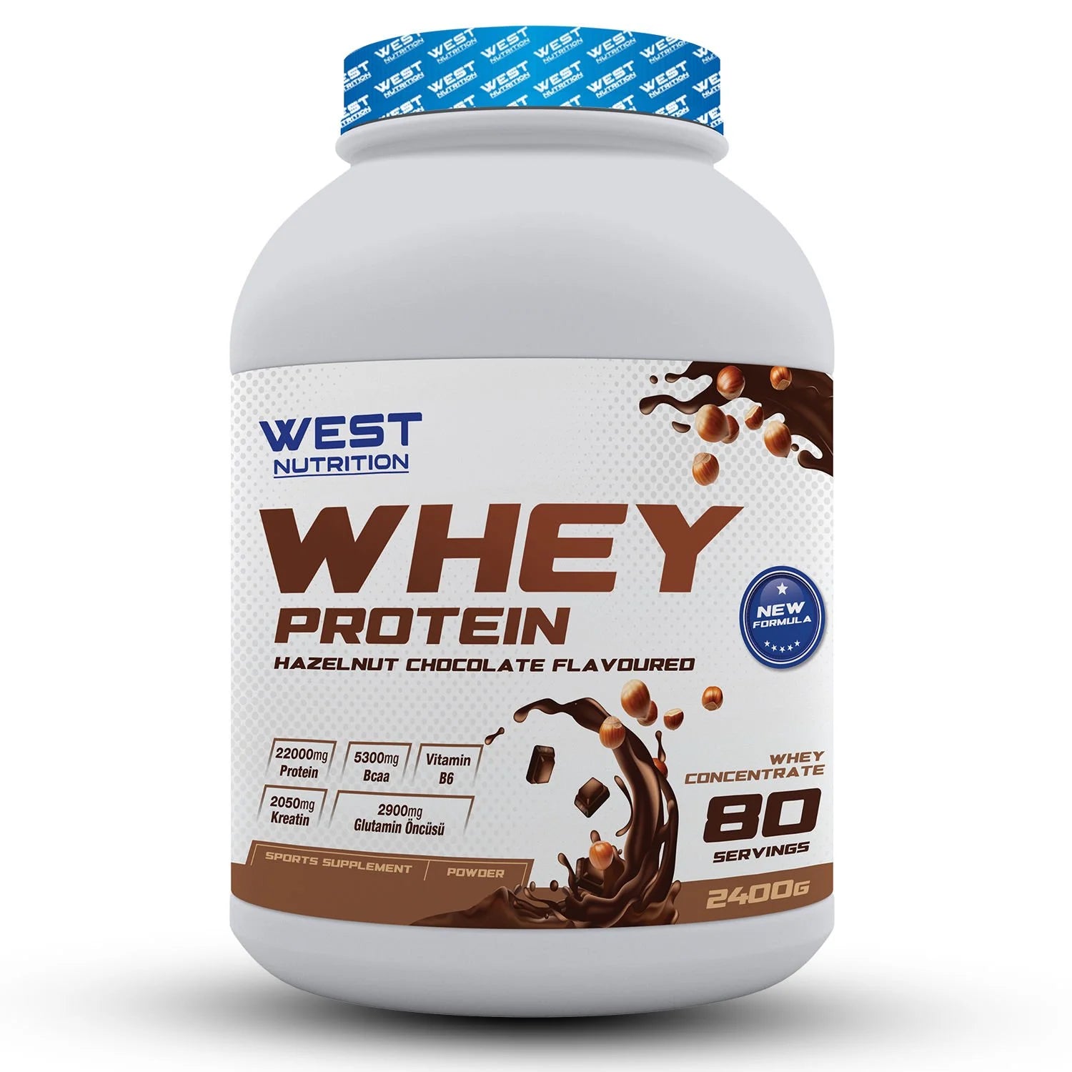 West Whey Protein Tozu 2400g - Çikolata ve Fındık Aromalı Ürün ana görseli